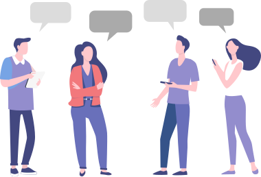 Cuatro personas conversando